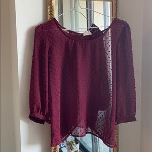 Sheer Wine Pins and Needles Top